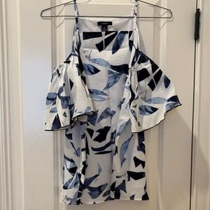 Blue and White Patterned Dress Shirt